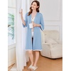 image:imageEkouaer Women Kimono Robe 34 Sleeves Loungewear Dress Knee Length Sleepwear Pockets Housecoat Short Bathrobe SXXLCclear Blue