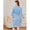image:imageEkouaer Women Kimono Robe 34 Sleeves Loungewear Dress Knee Length Sleepwear Pockets Housecoat Short Bathrobe SXXLCclear Blue
