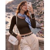 image:imageEkouaer Womens Long Sleeve Crop Tops Scoop Neck Raglan Shirts Slim Fit Underscrub Basic Fashion Clothing XSXXLBrown