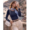 image:imageEkouaer Womens Long Sleeve Crop Tops Scoop Neck Raglan Shirts Slim Fit Underscrub Basic Fashion Clothing XSXXLNavy Blue