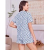 image:imageEkouaer Womens Pajamas Sets Button Down Pjs Cute Short Sleeve Sleepwear  Pointelle Fabric PyjamaRuffle Edges ShortsClassic Notch Neck ShirtChest PocketCute LoungewearBridal Party NightwearLeaf