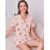 image:imageEkouaer Womens Pajamas Sets Button Down Pjs Cute Short Sleeve Sleepwear  Pointelle Fabric PyjamaRuffle Edges ShortsClassic Notch Neck ShirtChest PocketCute LoungewearBridal Party NightwearBow Floral