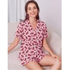 image:imageEkouaer Womens Pajamas Sets Button Down Pjs Cute Short Sleeve Sleepwear  Pointelle Fabric PyjamaRuffle Edges ShortsClassic Notch Neck ShirtChest PocketCute LoungewearBridal Party NightwearRed Floral