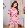 image:imageEkouaer Womens Pajamas Sets Button Down Pjs Cute Short Sleeve Sleepwear  Pointelle Fabric PyjamaRuffle Edges ShortsClassic Notch Neck ShirtChest PocketCute LoungewearBridal Party NightwearBow 2