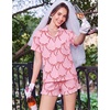 image:imageEkouaer Womens Pajamas Sets Button Down Pjs Cute Short Sleeve Sleepwear  Pointelle Fabric PyjamaRuffle Edges ShortsClassic Notch Neck ShirtChest PocketCute LoungewearBridal Party NightwearBow 2
