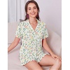 image:imageEkouaer Womens Pajamas Sets Button Down Pjs Cute Short Sleeve Sleepwear  Pointelle Fabric PyjamaRuffle Edges ShortsClassic Notch Neck ShirtChest PocketCute LoungewearBridal Party NightwearMulti Floral