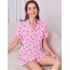 image:imageEkouaer Womens Pajamas Sets Button Down Pjs Cute Short Sleeve Sleepwear  Pointelle Fabric PyjamaRuffle Edges ShortsClassic Notch Neck ShirtChest PocketCute LoungewearBridal Party NightwearBow