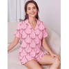 image:imageEkouaer Womens Pajamas Sets Button Down Pjs Cute Short Sleeve Sleepwear  Pointelle Fabric PyjamaRuffle Edges ShortsClassic Notch Neck ShirtChest PocketCute LoungewearBridal Party NightwearBow 2