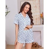 image:imageEkouaer Womens Pajamas Sets Button Down Pjs Cute Short Sleeve Sleepwear  Pointelle Fabric PyjamaRuffle Edges ShortsClassic Notch Neck ShirtChest PocketCute LoungewearBridal Party NightwearLeaf