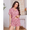 image:imageEkouaer Womens Pajamas Sets Button Down Pjs Cute Short Sleeve Sleepwear  Pointelle Fabric PyjamaRuffle Edges ShortsClassic Notch Neck ShirtChest PocketCute LoungewearBridal Party NightwearRed Floral