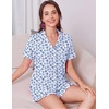 image:imageEkouaer Womens Pajamas Sets Button Down Pjs Cute Short Sleeve Sleepwear  Pointelle Fabric PyjamaRuffle Edges ShortsClassic Notch Neck ShirtChest PocketCute LoungewearBridal Party NightwearLeaf