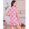 image:imageEkouaer Womens Pajamas Sets Button Down Pjs Cute Short Sleeve Sleepwear  Pointelle Fabric PyjamaRuffle Edges ShortsClassic Notch Neck ShirtChest PocketCute LoungewearBridal Party NightwearBow 2