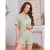 image:imageEkouaer Womens Pajamas Sets Button Down Pjs Cute Short Sleeve Sleepwear  Pointelle Fabric PyjamaRuffle Edges ShortsClassic Notch Neck ShirtChest PocketCute LoungewearBridal Party NightwearLight Green