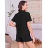 image:imageEkouaer Womens Pajamas Sets Button Down Pjs Cute Short Sleeve Sleepwear  Pointelle Fabric PyjamaRuffle Edges ShortsClassic Notch Neck ShirtChest PocketCute LoungewearBridal Party NightwearBlack