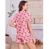 image:imageEkouaer Womens Pajamas Sets Button Down Pjs Cute Short Sleeve Sleepwear  Pointelle Fabric PyjamaRuffle Edges ShortsClassic Notch Neck ShirtChest PocketCute LoungewearBridal Party NightwearCherry Bow