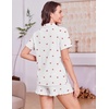image:imageEkouaer Womens Pajamas Sets Button Down Pjs Cute Short Sleeve Sleepwear  Pointelle Fabric PyjamaRuffle Edges ShortsClassic Notch Neck ShirtChest PocketCute LoungewearBridal Party NightwearCherry