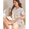 image:imageEkouaer Womens Pajamas Sets Button Down Pjs Cute Short Sleeve Sleepwear  Pointelle Fabric PyjamaRuffle Edges ShortsClassic Notch Neck ShirtChest PocketCute LoungewearBridal Party NightwearCherry