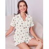 image:imageEkouaer Womens Pajamas Sets Button Down Pjs Cute Short Sleeve Sleepwear  Pointelle Fabric PyjamaRuffle Edges ShortsClassic Notch Neck ShirtChest PocketCute LoungewearBridal Party NightwearFloral