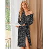image:imageEkouaer Womens Robe Long Knit Kimono Bathrobe Lightweight Sleepwear Soft Ladies Loungewear with Pockets SXXLBlack Stars Moon