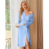 image:imageEkouaer Womens Robe Long Knit Kimono Bathrobe Lightweight Sleepwear Soft Ladies Loungewear with Pockets SXXLBlue