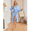 image:imageEkouaer Womens Robe Long Knit Kimono Bathrobe Lightweight Sleepwear Soft Ladies Loungewear with Pockets SXXLBlue