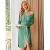 image:imageEkouaer Womens Robe Long Knit Kimono Bathrobe Lightweight Sleepwear Soft Ladies Loungewear with Pockets SXXLCeladon Green