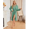 image:imageEkouaer Womens Robe Long Knit Kimono Bathrobe Lightweight Sleepwear Soft Ladies Loungewear with Pockets SXXLCeladon Green