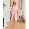 image:imageEkouaer Womens Robe Long Knit Kimono Bathrobe Lightweight Sleepwear Soft Ladies Loungewear with Pockets SXXLLight Pink