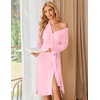 image:imageEkouaer Womens Robe Long Knit Kimono Bathrobe Lightweight Sleepwear Soft Ladies Loungewear with Pockets SXXLLight Pink