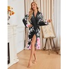 image:imageEkouaer Womens Robe Long Knit Kimono Bathrobe Lightweight Sleepwear Soft Ladies Loungewear with Pockets SXXLPink Flowers Black