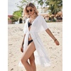 image:imageEkouaer Womens Swimwear Cover Ups Sexy Chiffon Beach Bikini Swimsuit Kimono Cardigan Cover Up Long Flowy BeachwearB White