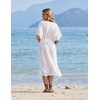 image:imageEkouaer Womens Swimwear Cover Ups Sexy Chiffon Beach Bikini Swimsuit Kimono Cardigan Cover Up Long Flowy BeachwearB White