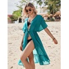 image:imageEkouaer Womens Swimwear Cover Ups Sexy Chiffon Beach Bikini Swimsuit Kimono Cardigan Cover Up Long Flowy BeachwearC Peacock Blue