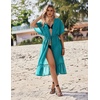 image:imageEkouaer Womens Swimwear Cover Ups Sexy Chiffon Beach Bikini Swimsuit Kimono Cardigan Cover Up Long Flowy BeachwearC Peacock Blue