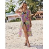 image:imageEkouaer Womens Swimwear Cover Ups Sexy Chiffon Beach Bikini Swimsuit Kimono Cardigan Cover Up Long Flowy BeachwearP Abstract Prints