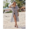 image:imageEkouaer Womens Swimwear Cover Ups Sexy Chiffon Beach Bikini Swimsuit Kimono Cardigan Cover Up Long Flowy BeachwearP Black and White Stripes