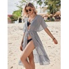 image:imageEkouaer Womens Swimwear Cover Ups Sexy Chiffon Beach Bikini Swimsuit Kimono Cardigan Cover Up Long Flowy BeachwearP Black and White Stripes