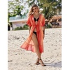 image:imageEkouaer Womens Swimwear Cover Ups Sexy Chiffon Beach Bikini Swimsuit Kimono Cardigan Cover Up Long Flowy BeachwearP Red and Orange Stripes