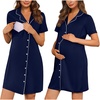 image:imageEkouaer Labor and Delivery Gown for Women Maternity Hospital Gowns with Button Short Sleeve Nursing Nightgown Pajamas DressNavy Blue