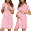 image:imageEkouaer Labor and Delivery Gown for Women Maternity Hospital Gowns with Button Short Sleeve Nursing Nightgown Pajamas DressPink Teddy Bear