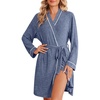 image:imageEkouaer Robes for Women Long Sleeve Bathrobe Lightweight Soft Kimono Robes Ladies Casual Sleepwear with PocketsNavy Blue