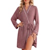 image:imageEkouaer Robes for Women Long Sleeve Bathrobe Lightweight Soft Kimono Robes Ladies Casual Sleepwear with PocketsRed