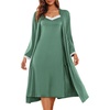 image:imageEkouaer Womens Sexy Nightgown with Robes Set 2 Piece Lace Full Length Knit Soft Nightwear Lightweight Bathrobes SXXLCeladon Green