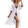 image:imageEkouaer Womens Swimwear Cover Ups Sexy Chiffon Beach Bikini Swimsuit Kimono Cardigan Cover Up Long Flowy BeachwearB White