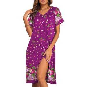image:imageEkouaer House Dresses for Women with Pockets Button Down Nightgowns Plus Size Moo Moos Mumu Dresses Floral Print S3XLFlower Rose Red