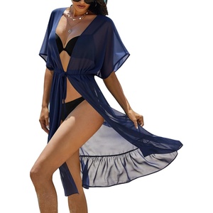 image:imageEkouaer Womens Swimwear Cover Ups Sexy Chiffon Beach Bikini Swimsuit Kimono Cardigan Cover Up Long Flowy BeachwearC Navy Blue