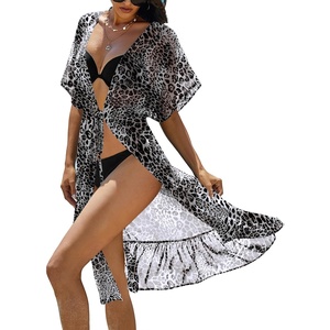 image:imageEkouaer Womens Swimwear Cover Ups Sexy Chiffon Beach Bikini Swimsuit Kimono Cardigan Cover Up Long Flowy BeachwearP Leopard