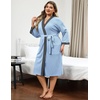 image:imageEkouaer Plus Size Robe for Women Waffle Knit Bathrobe Short Lightweight Kimono Robes with Pockets Maternity Robe SXXLLight Blue