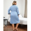 image:imageEkouaer Plus Size Robe for Women Waffle Knit Bathrobe Short Lightweight Kimono Robes with Pockets Maternity Robe SXXLLight Blue