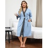 image:imageEkouaer Plus Size Robe for Women Waffle Knit Bathrobe Short Lightweight Kimono Robes with Pockets Maternity Robe SXXLLight Blue